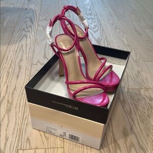 BCBGeneration Kendi Ankle Strap Viva Pink Patent Heels NIB